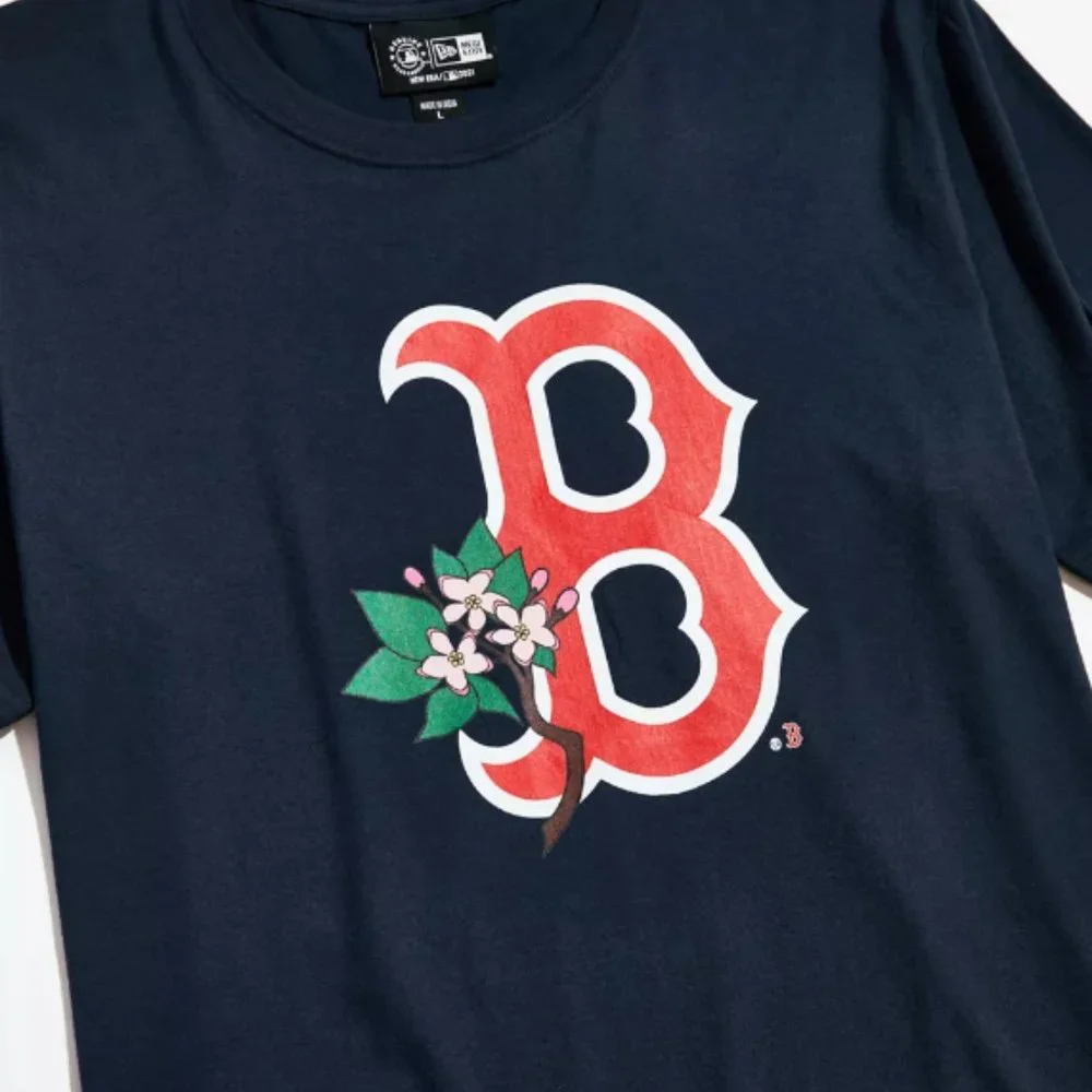 New Era Boston Red Sox State Flower MLB T-Shirt Tee Navy Men's - Picture 2 of 2